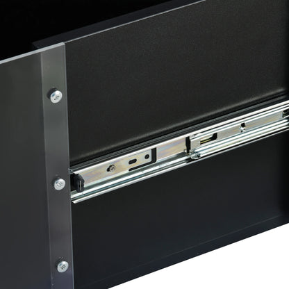 Table Basse En Verre Orion – Noir Brillant avec Tiroir de Rangement