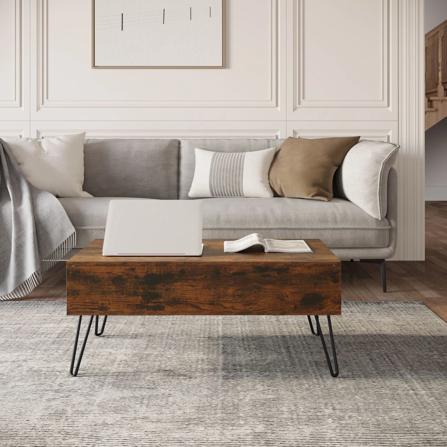 Table Basse Relevable Oslo – Avec Rangement Caché