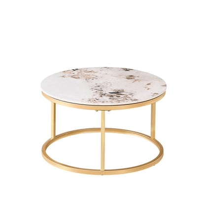 Tables Basses Gigognes Ellipse – Ensemble Rond Marbre & Métal