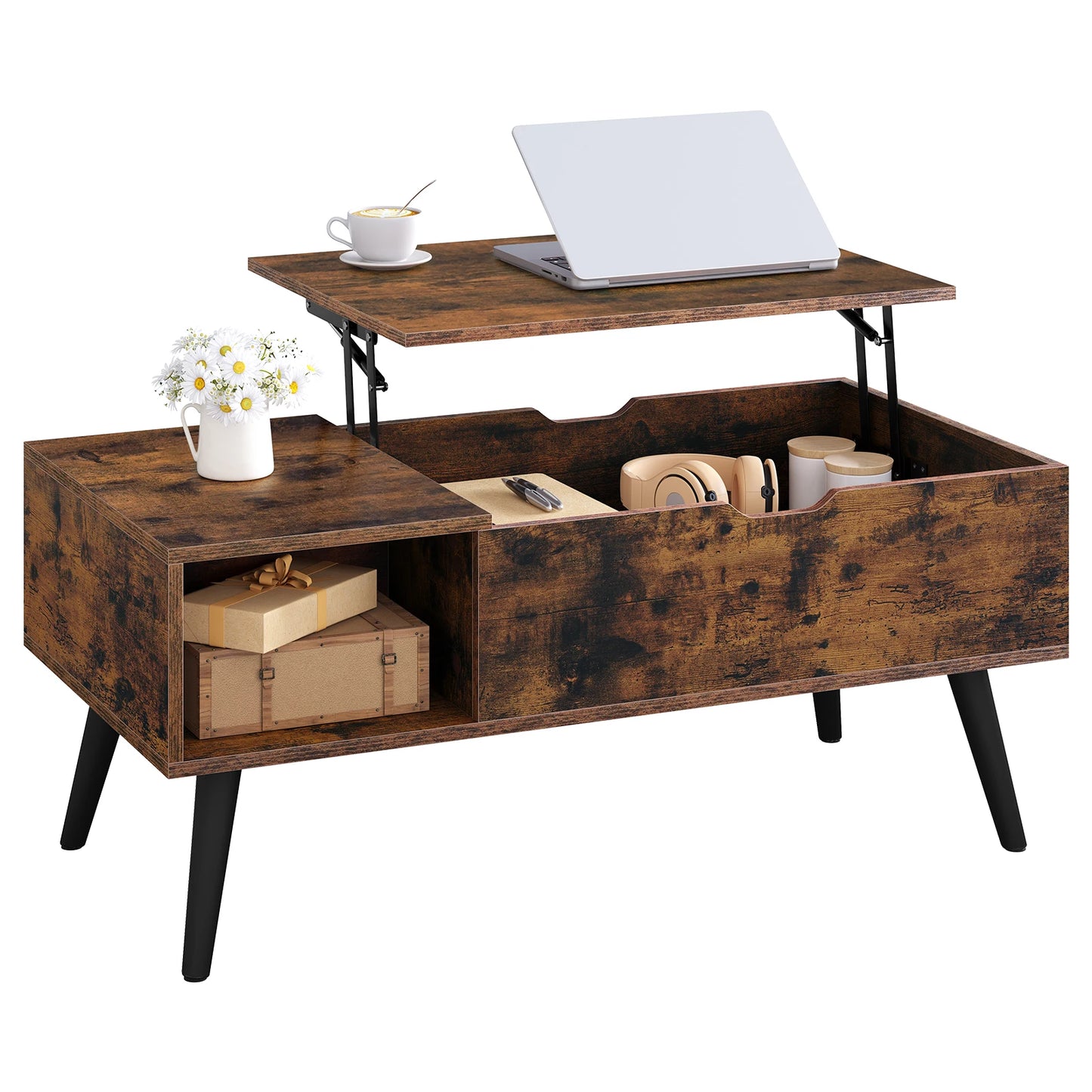 Table Basse Relevable Sienna – Avec Rangement Caché