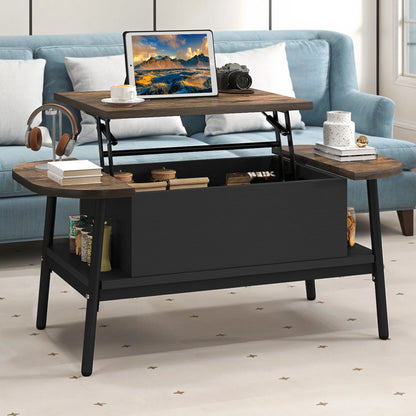 Table Basse Relevable Verona – Plateau Elliptique avec Rangements