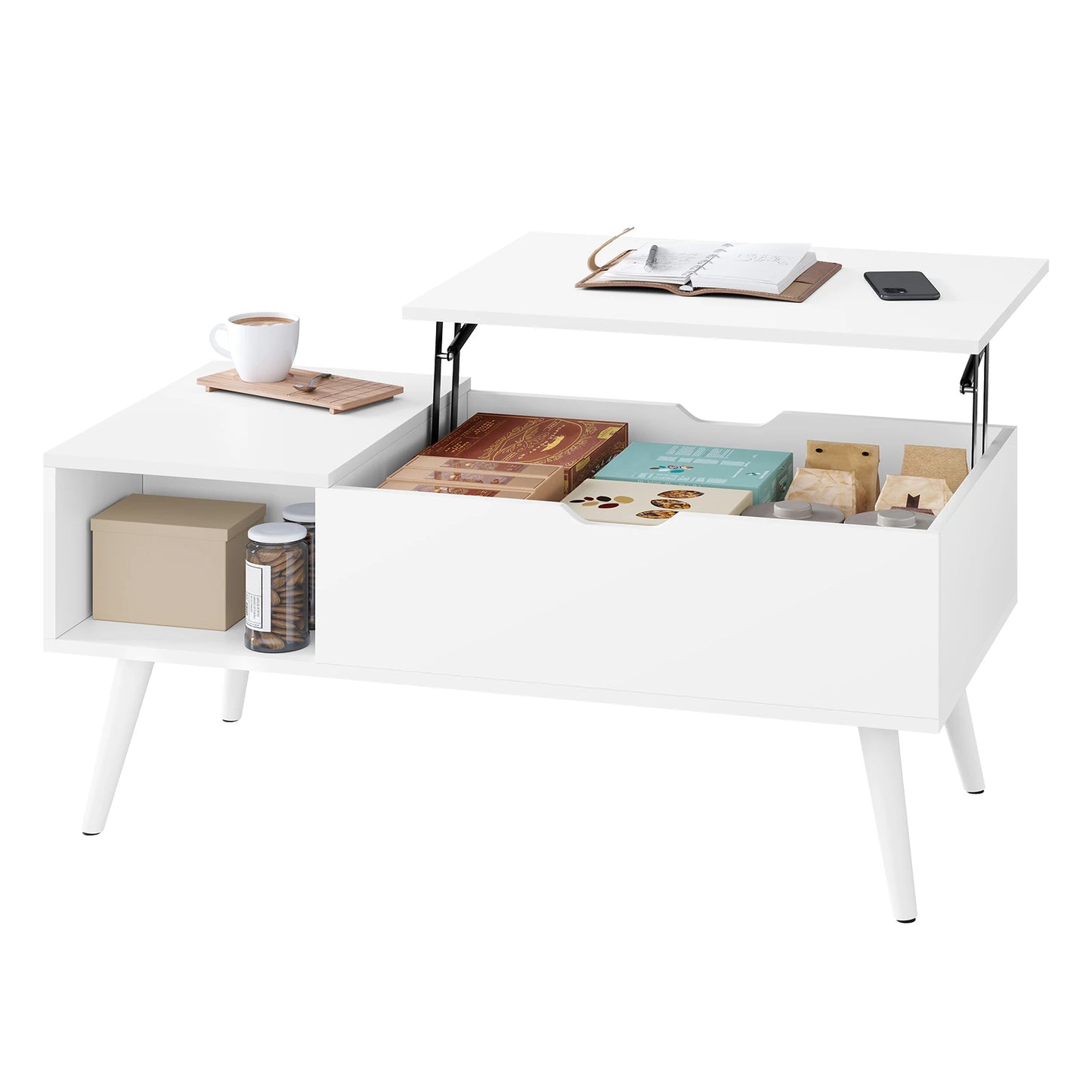 Table Basse Relevable Sienna – Avec Rangement Caché