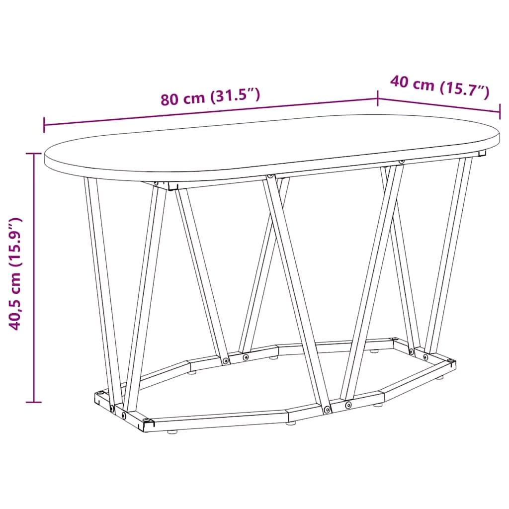 Table Basse Ovale Ovalis – Bois Massif Vieilli & Structure en Acier Noir (Style Rustique Chic)
