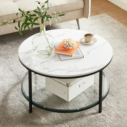 Table Basse Ronde Calista – Verre & Acier