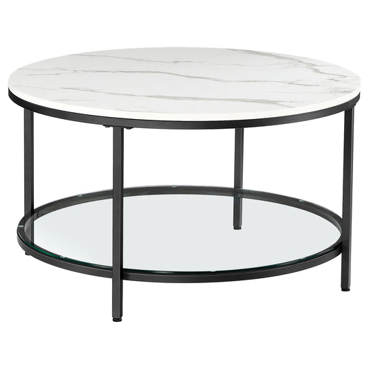 Table Basse Ronde Calista – Verre & Acier