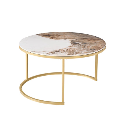 Tables Basses Gigognes Ellipse – Ensemble Rond Marbre & Métal