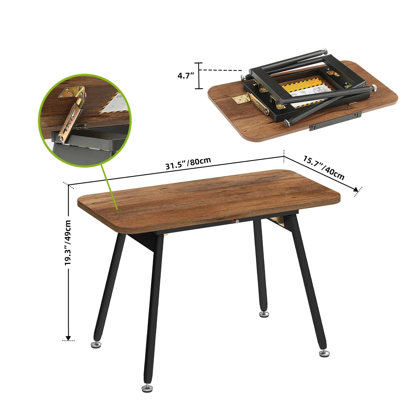 Table Basse Pliante Elda – Design Noyer Réglable & Compact
