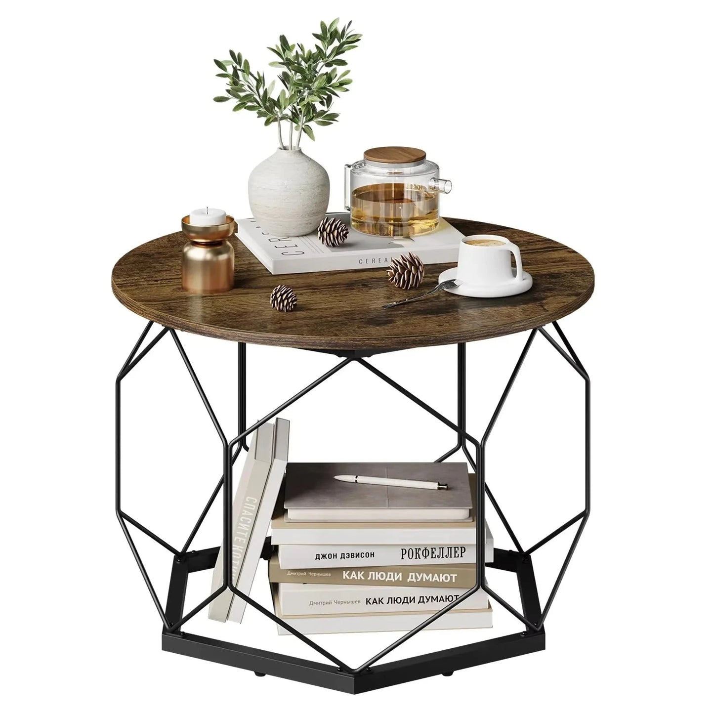 Table Basse Ronde Callista – Design Rond Noir & Verre Trempé
