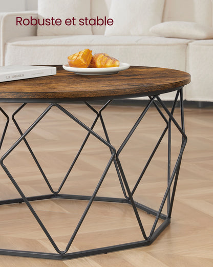 Table Basse Ronde Koda - Design Industriel et Panier de Rangement