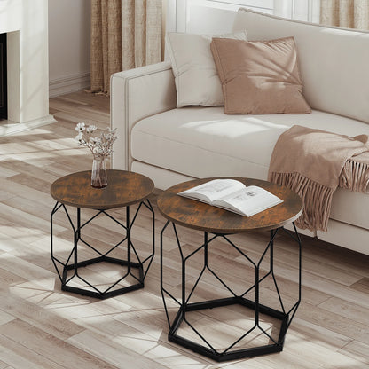 Tables Gigognes Dune – Bois Naturel & Métal Noir (Ensemble de 2 avec Rangement Intégré)