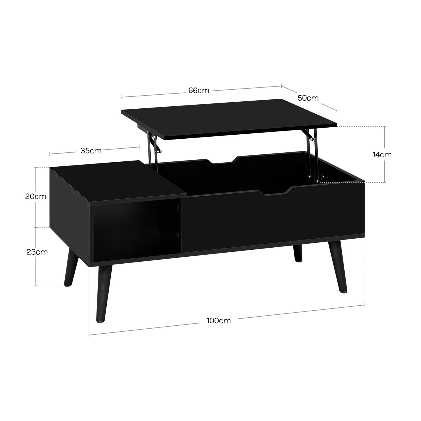 Table Basse Relevable Sienna – Avec Rangement Caché