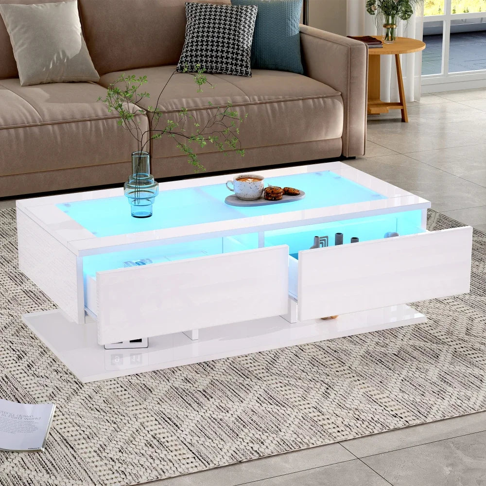 Table Basse En Verre Vesta – Verre Trempé & Double Rangement