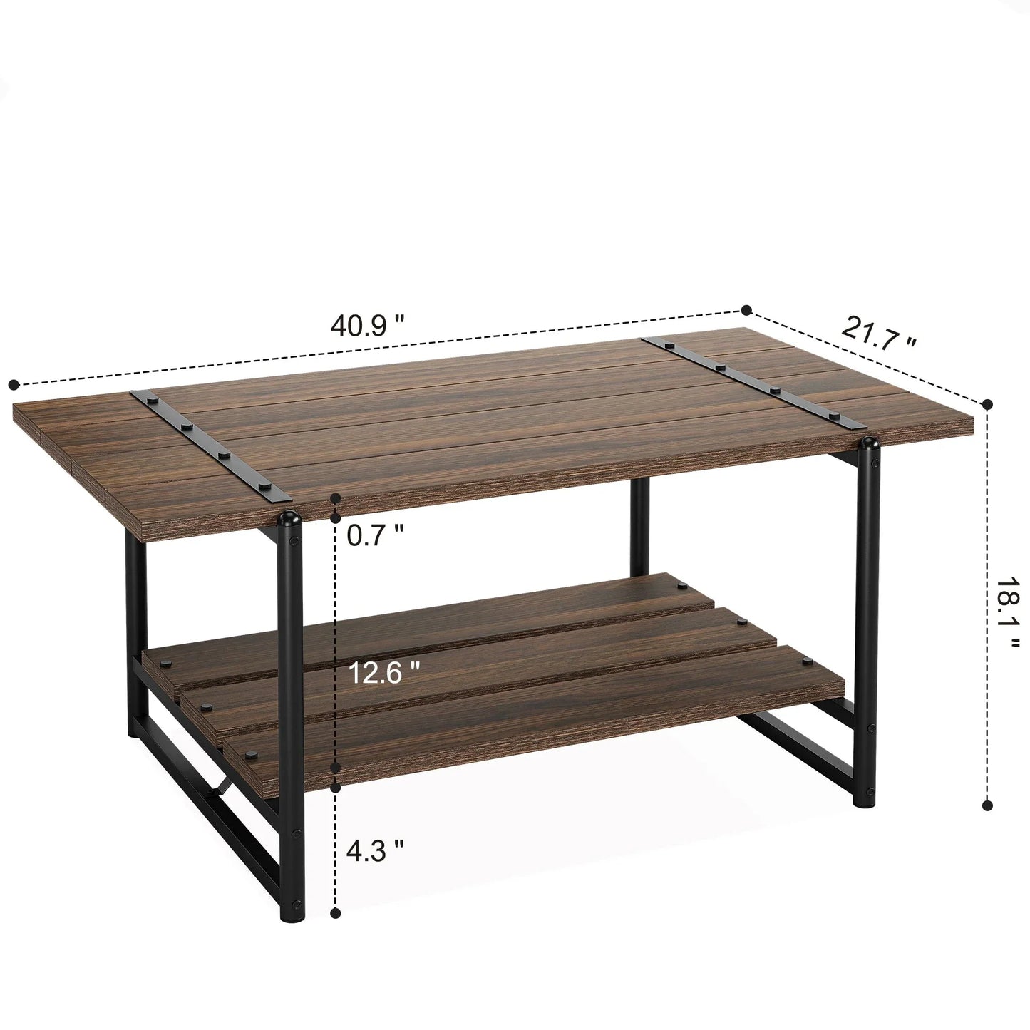Table Basse En Bois Orta – Rectangulaire Noyer & Métal Noir