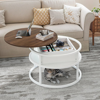 Table Basse Relevable Capri – Ronde avec Rangements Intégrés