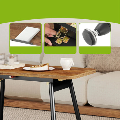 Table Basse Pliante Elda – Design Noyer Réglable & Compact