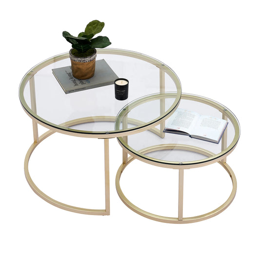 Tables Basses Gigognes Vela – Ensemble Rond Effet Marbre & Métal
