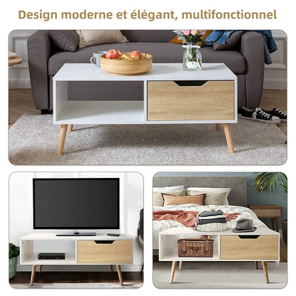 Table Basse En Bois Solena – Design Moderne & Rangement Intégré