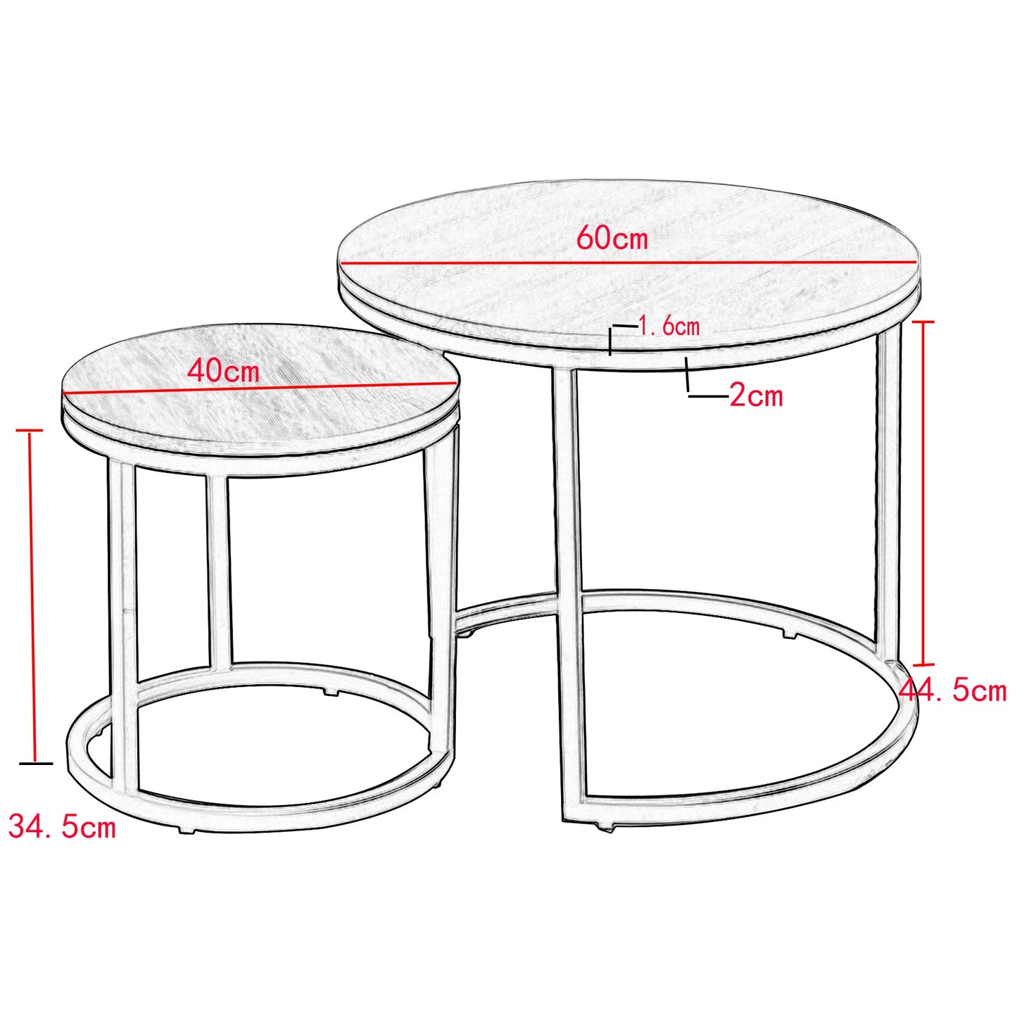 Tables Basses Gigognes Vela – Ensemble Rond Effet Marbre & Métal