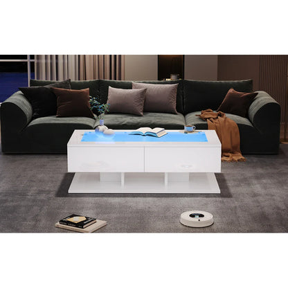 Table Basse En Verre Vesta – Verre Trempé & Double Rangement
