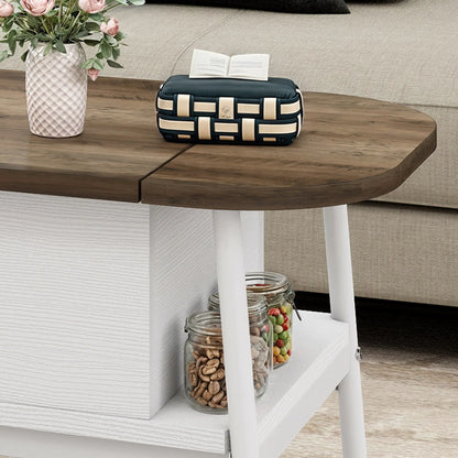 Table Basse Relevable Elma – Bois & Blanc