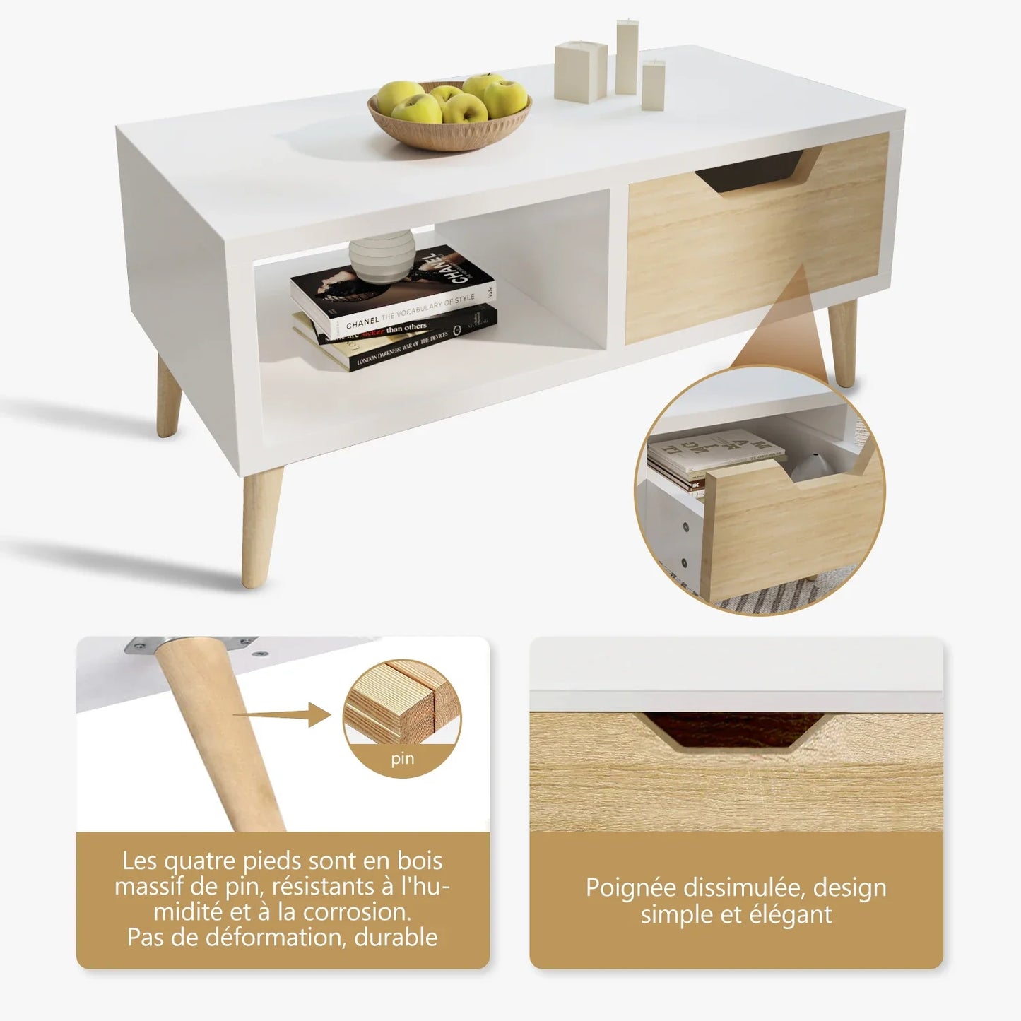 Table Basse En Bois Solena – Design Moderne & Rangement Intégré