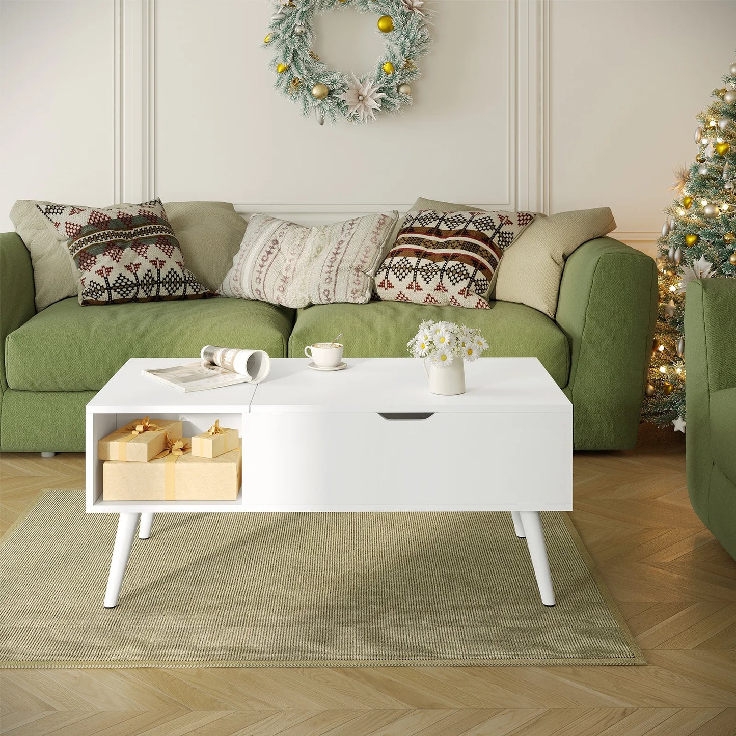 Table Basse Relevable Sienna – Avec Rangement Caché