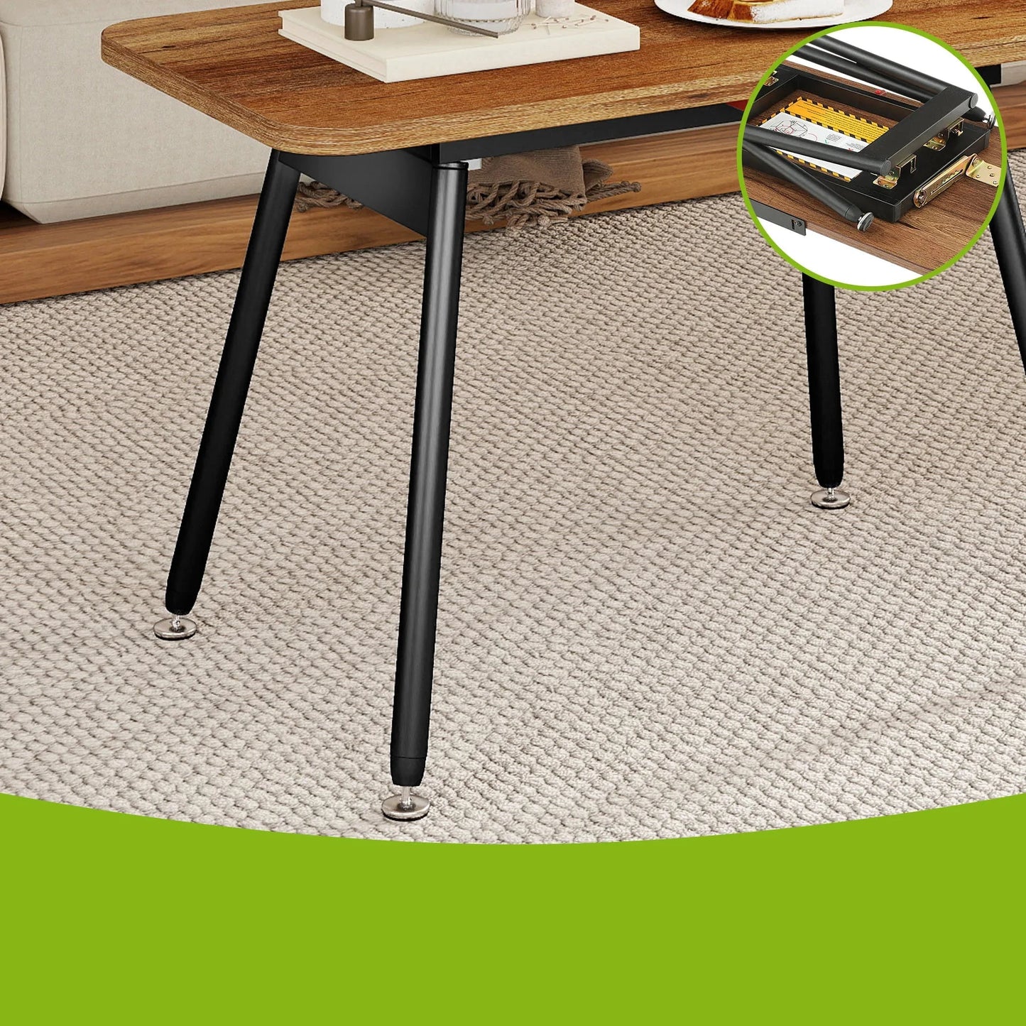 Table Basse Pliante Elda – Design Noyer Réglable & Compact