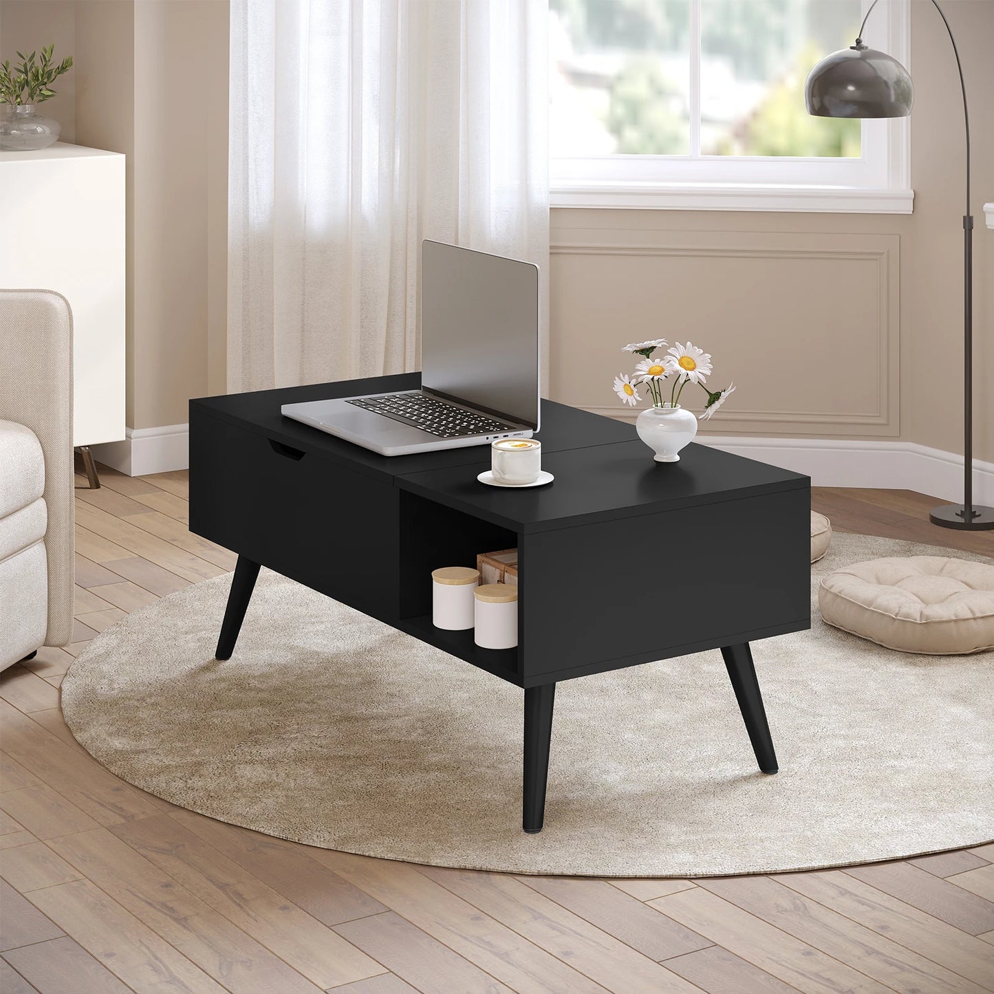 Table Basse Relevable Sienna – Avec Rangement Caché