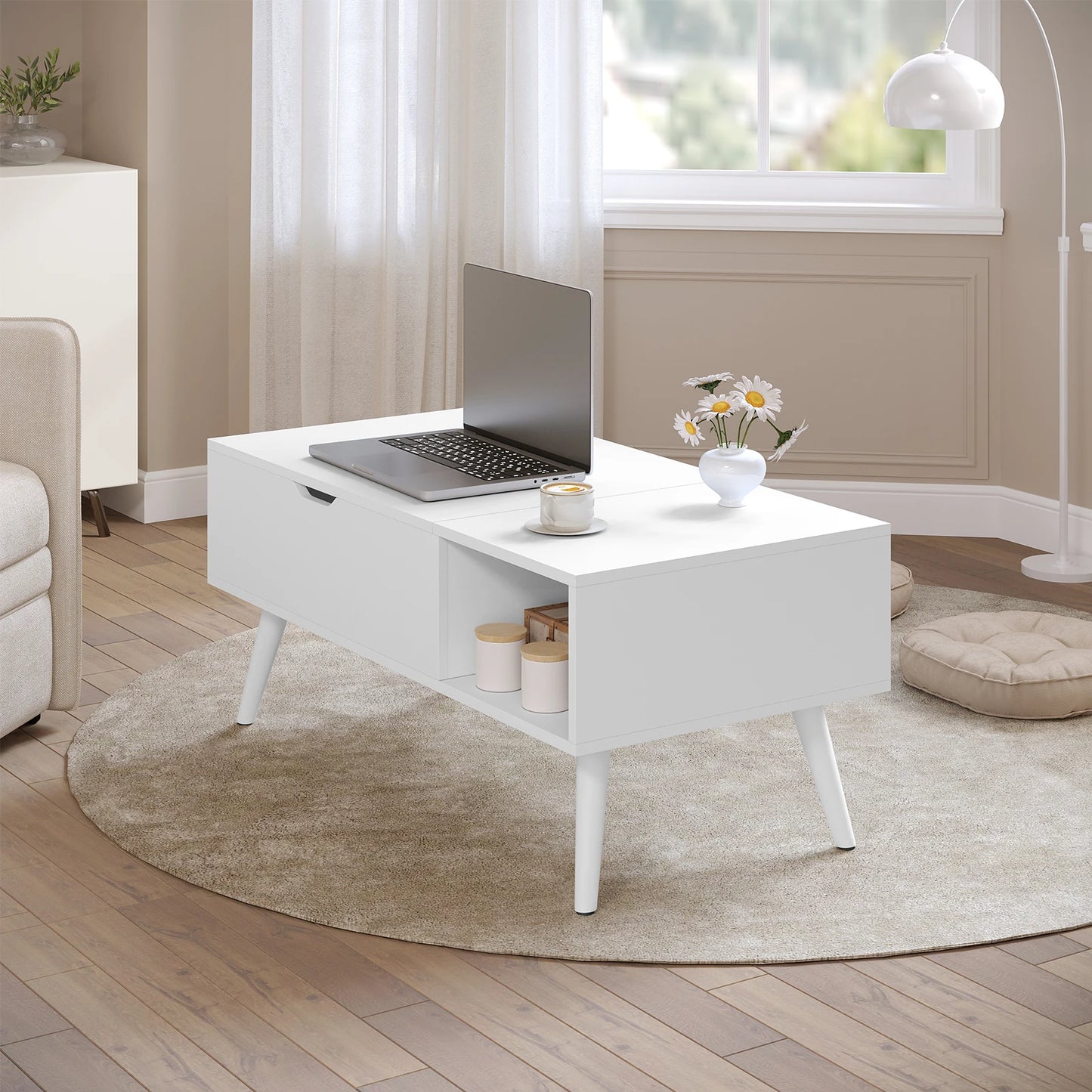 Table Basse Relevable Sienna – Avec Rangement Caché