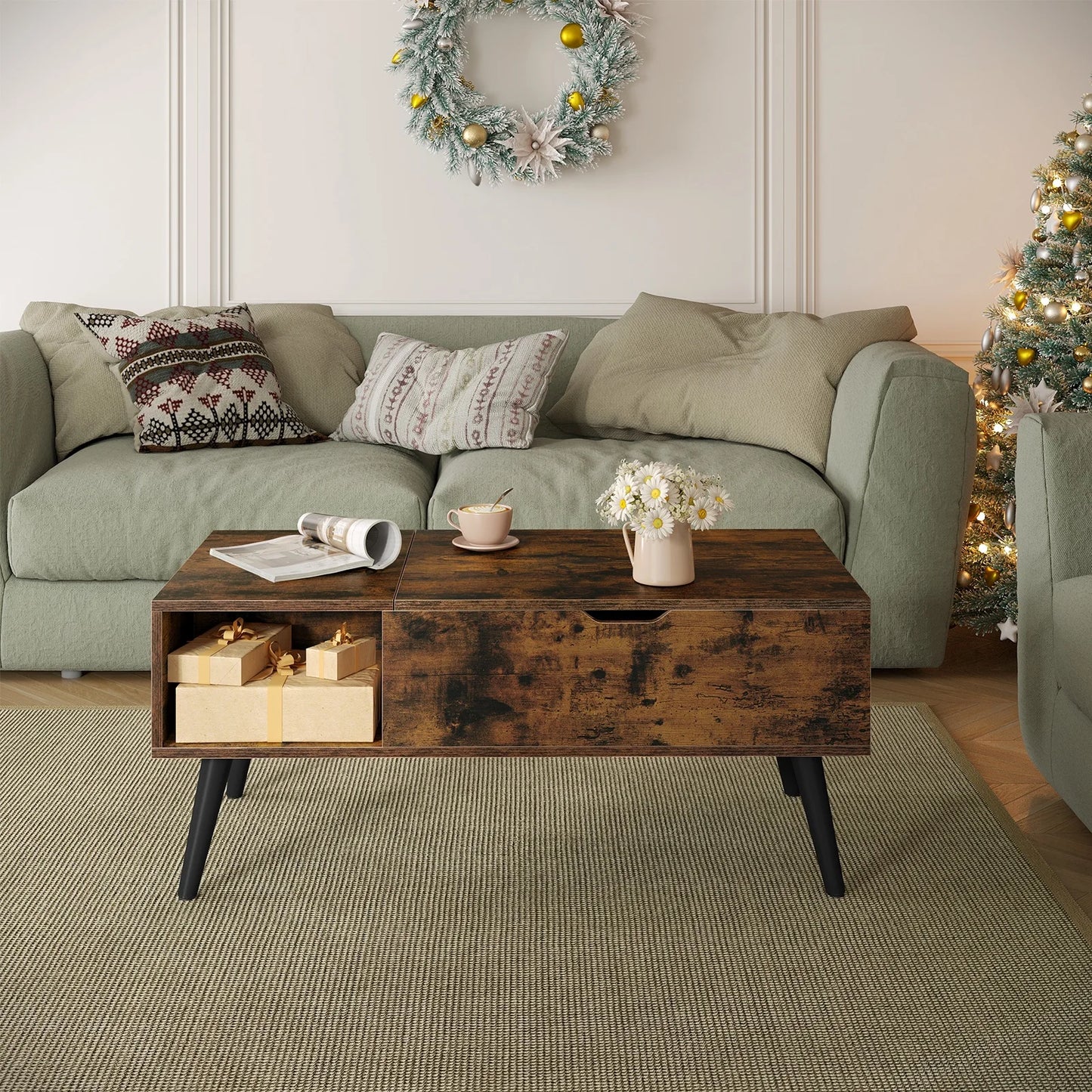 Table Basse Relevable Sienna – Avec Rangement Caché