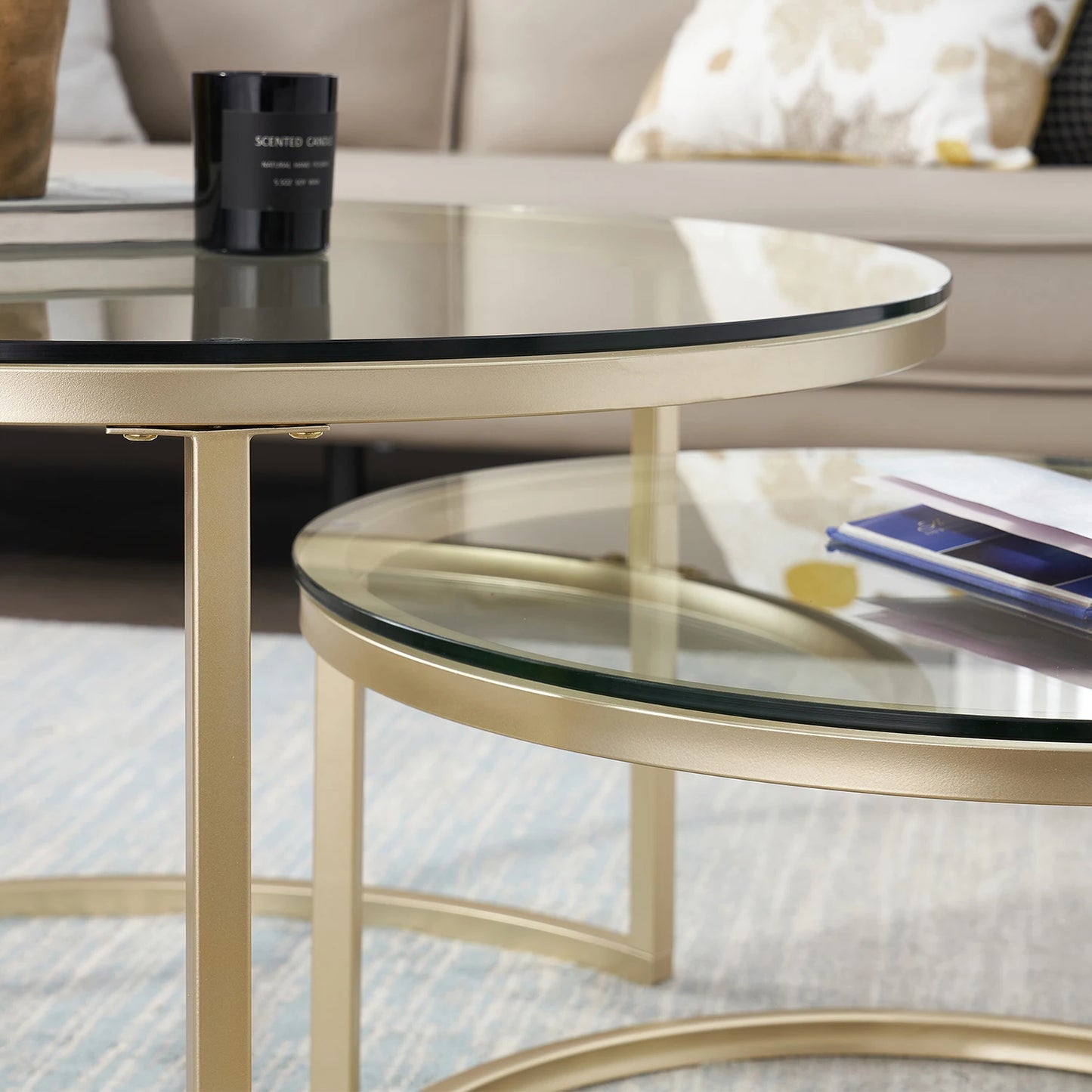 Tables Basses Gigognes Vela – Ensemble Rond Effet Marbre & Métal