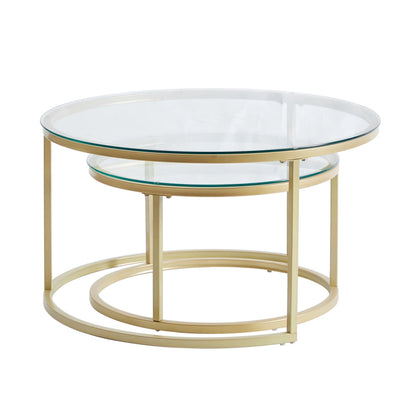 Tables Basses Gigogne Sia - Duo Verre et Or Modulable