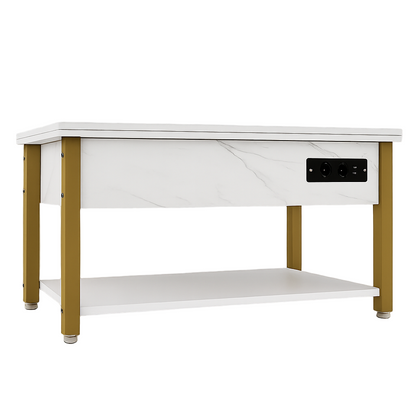 Table Basse 4-en-1 Ardan – Hauteur Réglable avec Rangement & Éclairage LED