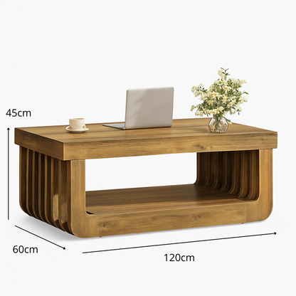 Table Basse En Bois Noa – Style Rustique Moderne & Rangement à Double Niveau