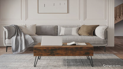 Table Basse Relevable Oslo – Design Rustique, Compacte & Grand Rangement