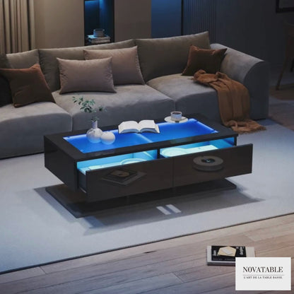 Table Basse En Verre Vesta – Verre Trempé & Double Rangement